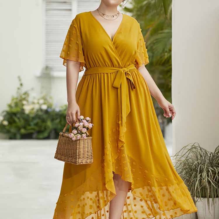 2024 High Waist Black Polka Dot Dress for Women