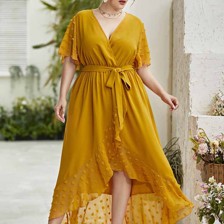 2024 High Waist Black Polka Dot Dress for Women