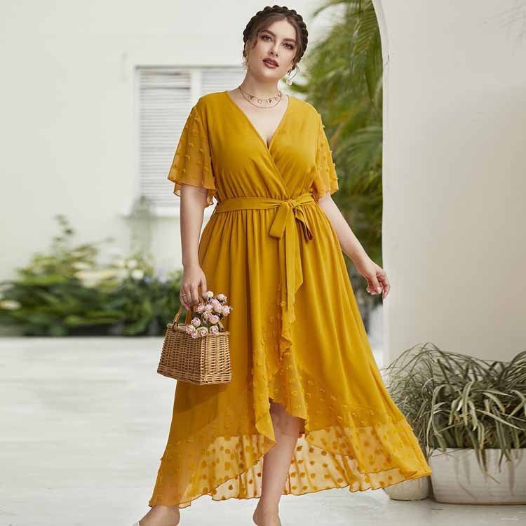 2024 High Waist Black Polka Dot Dress for Women